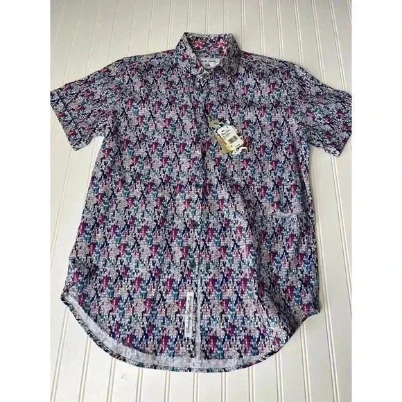 Robert Graham Men's Short Sleeve Butcher Linen Shirt Blend Small NEW 694 - Picture 2 of 3